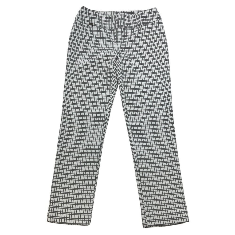 Lisette Womens Dress Pants Gray/Ivory Print Pull On Size 6